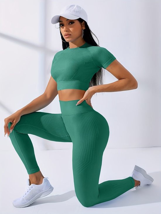 Currero Pilates Pak Dames - Yoga - Buttshaper - Gym - Fitness - Butt Lift - Bil Vergrotend - Heup Liftend - Yogakleding - Donkergroen XL — afbeelding 3