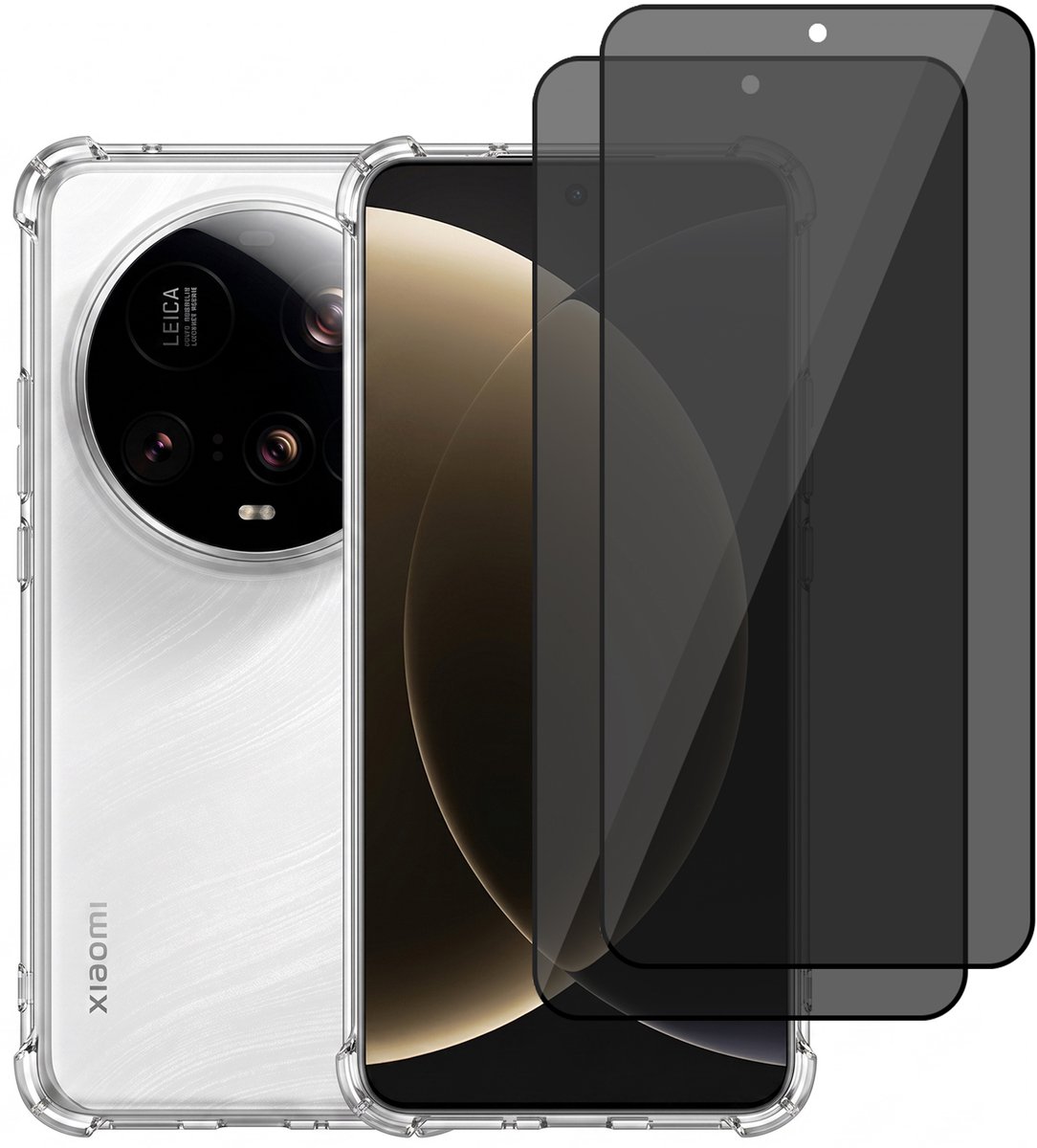 Hoesje geschikt voor Xiaomi 15 Pro / 15 Ultra – CrystalClear Back Cover – Schokbestendig – 2 Stuks Privacy Screenprotector Full Cover