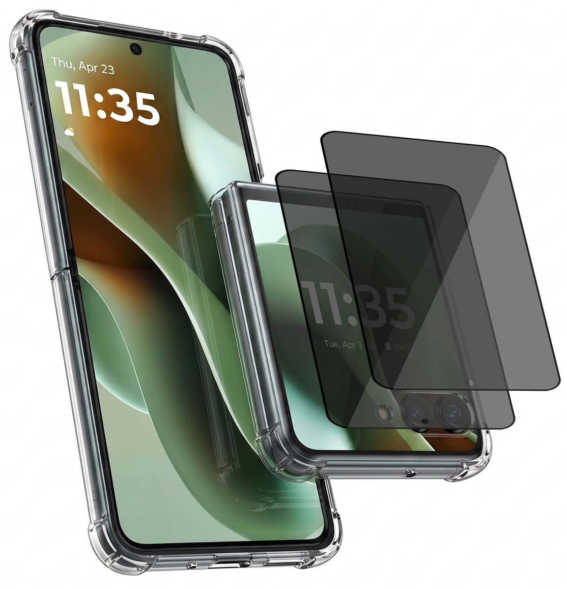 Hoesje geschikt voor Motorola Razr 70 Ultra / 60 Ultra – CrystalClear Back Cover – Schokbestendig – 2 Stuks Privacy Screenprotector Full Cover