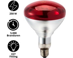 Heat Plus - Infrarood warmteLamp 250W Rood - Voor Optimale Verwarming