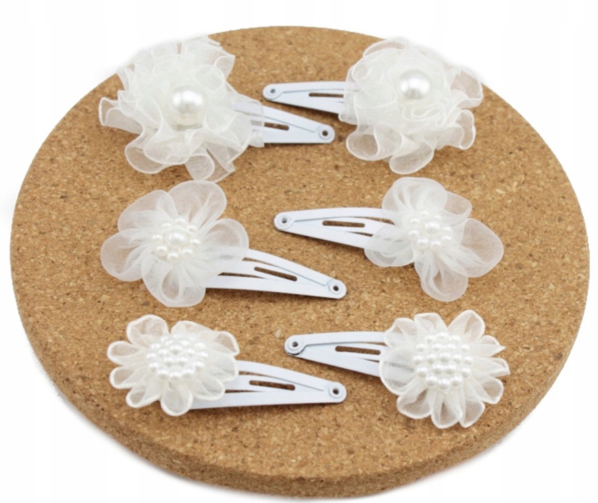Set Haarspeldjes Meisjes Bloemen met Parels - 6 stuks
