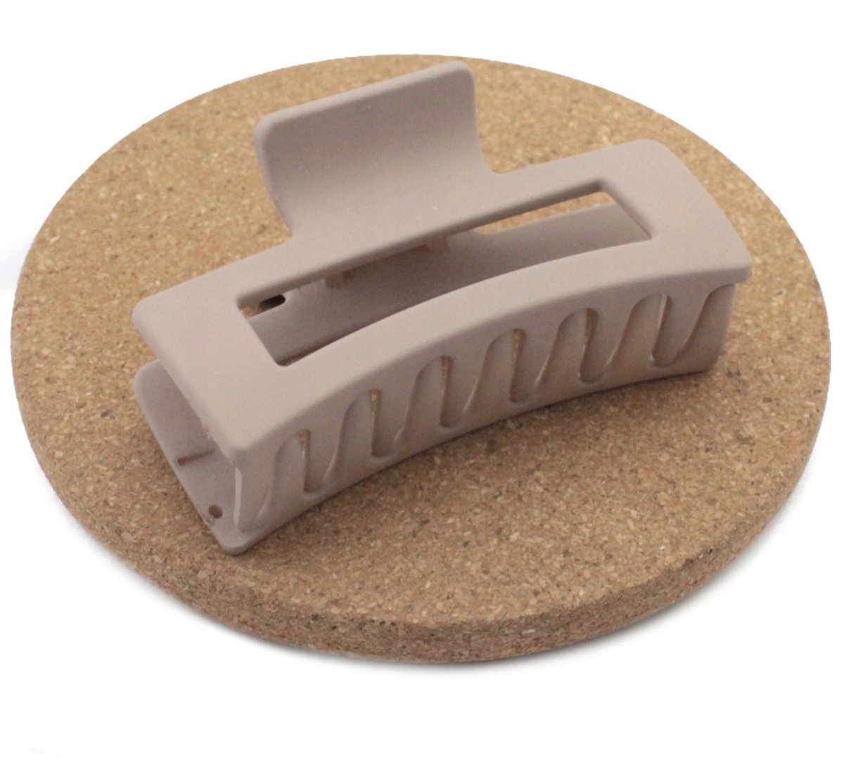 Matte Rechthoekige Haarclip 8,5 cm - Beige
