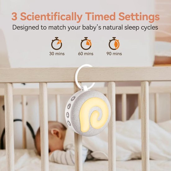 Verte White Noise Machine - D11 Draagbaar Slaapapparaat Voor Baby’s Met Nachtlampje - Witte Ruis - 11 Rustgevende Geluiden Om In Slaap Te Vallen - Geschikt Voor Op Reis - Oplaadbaar Via USB - Kinderveiligheid (Grijs) van Verte — afbeelding 3