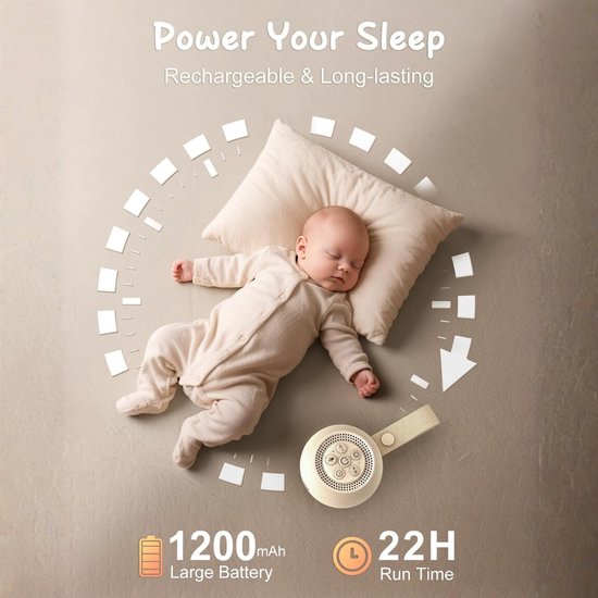 Verte White Noise Machine - Met Spraakopname - 16 Rustgevende Geluiden - Draagbaar Geluidsapparaat Met Nachtlampje En Timer - Geheugenfunctie - Oplaadbaar Slaapgeluidsapparaat Voor Baby’s En Volwassenen van Verte — afbeelding 5