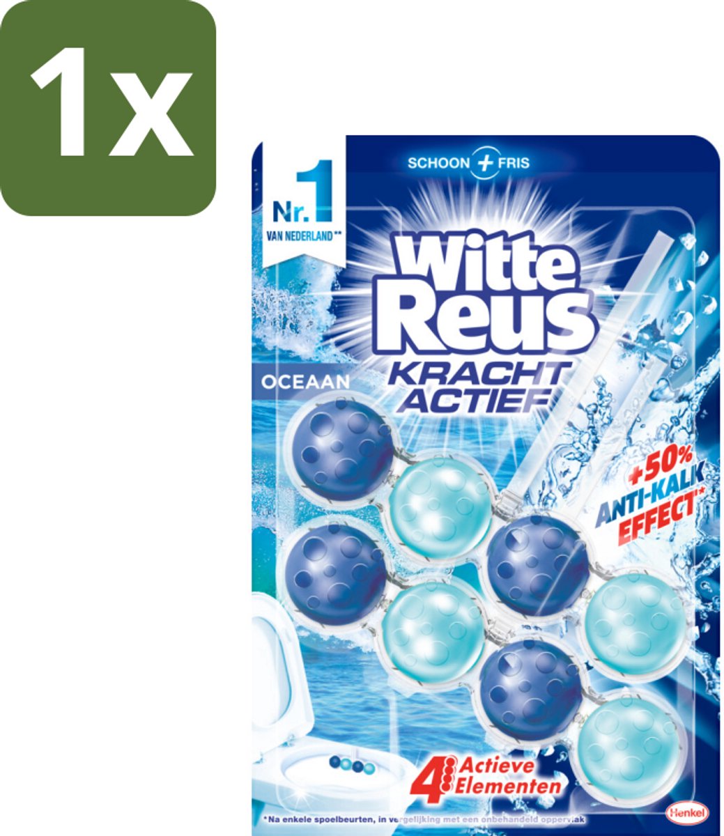 1 x Witte Reus - Kracht Actief WC Blok - Oceaan Boost - 2 Toiletblokken - Toiletblok - Oceaan Boost - Frisse Geur - Reiniging - Hygiëne