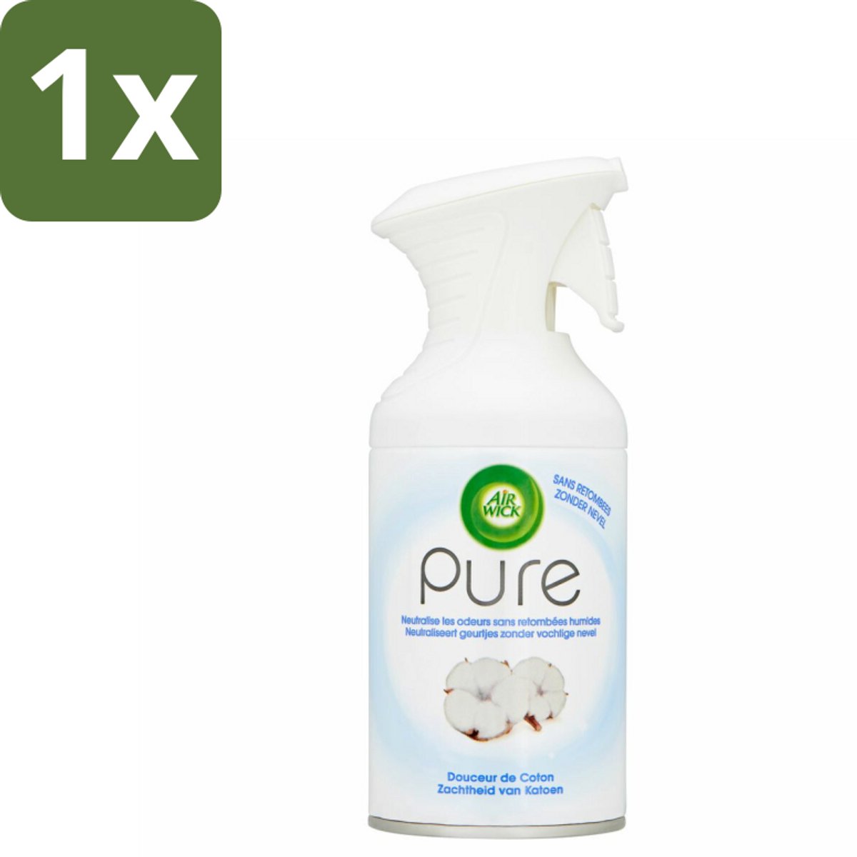 1 x Air Wick - Spray - Zachtheid Van Katoen - Luchtverfrisser - 250 ml - Luchtverfrisser - Katoengeur - Frisse Geur - Geurneutraliseren - Droge Nevel