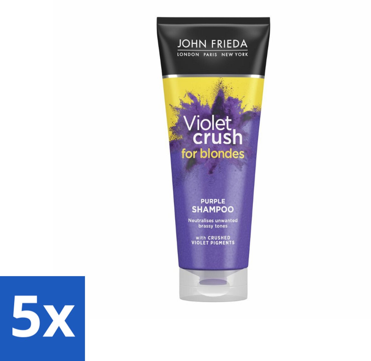John Frieda – Shampoo – Sheer Blonde Colour Renew Zilver – Neutraliseert gele tonen – 250 ml - Bulkverpakking - 5 stuks