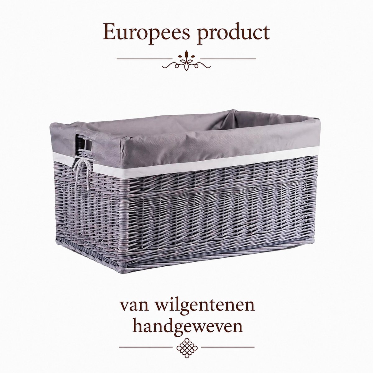 TheWickerStories Natural Collection - Grote rechthoekige opbergmand - Handgevlochten wilgentenen - Met voering - Voor opslag en presentatie