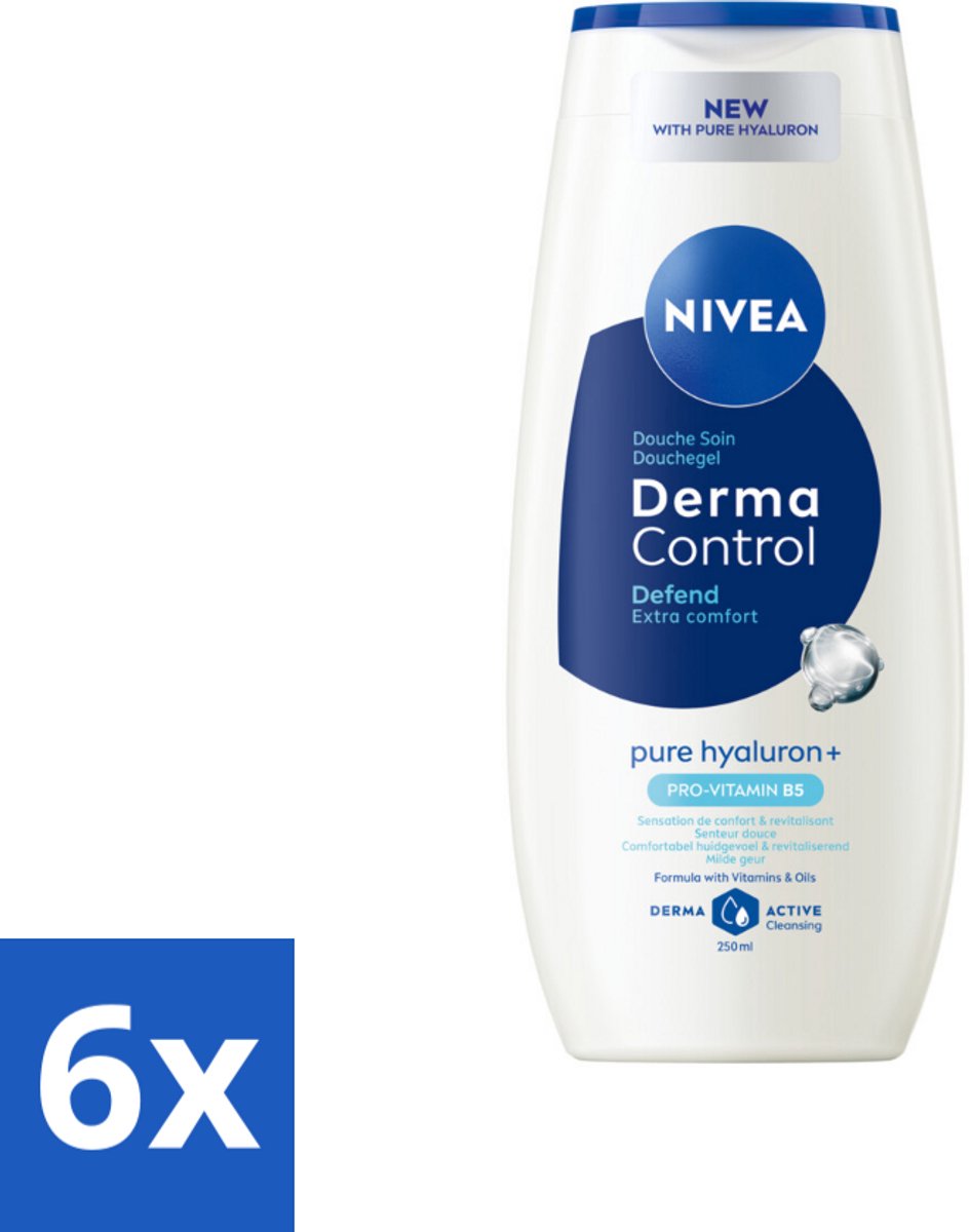 NIVEA – Showergel – Derma Control Defend – 250 ml - Voordeelverpakking - 6 stuks