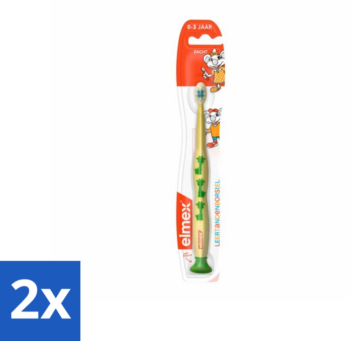 2 x Elmex - Tandenborstel - Leertandenborstel Zacht (0-3 jaar) - Peuterverzorging - 1 tandenborstel - Leertandenborstel - Tandenborstel Voor Baby - Tandenborstel Voor Peuter - Tandenpoetsen Baby - Mondhygiëne Baby