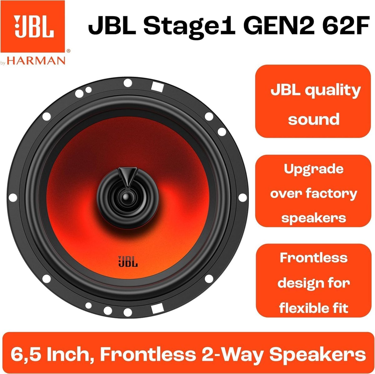 JBL Stage1 GEN2 62F – Autospeakers – 16,5 cm - 2-weg coaxiale - 400 Watt - Luidspreker set – foto 3