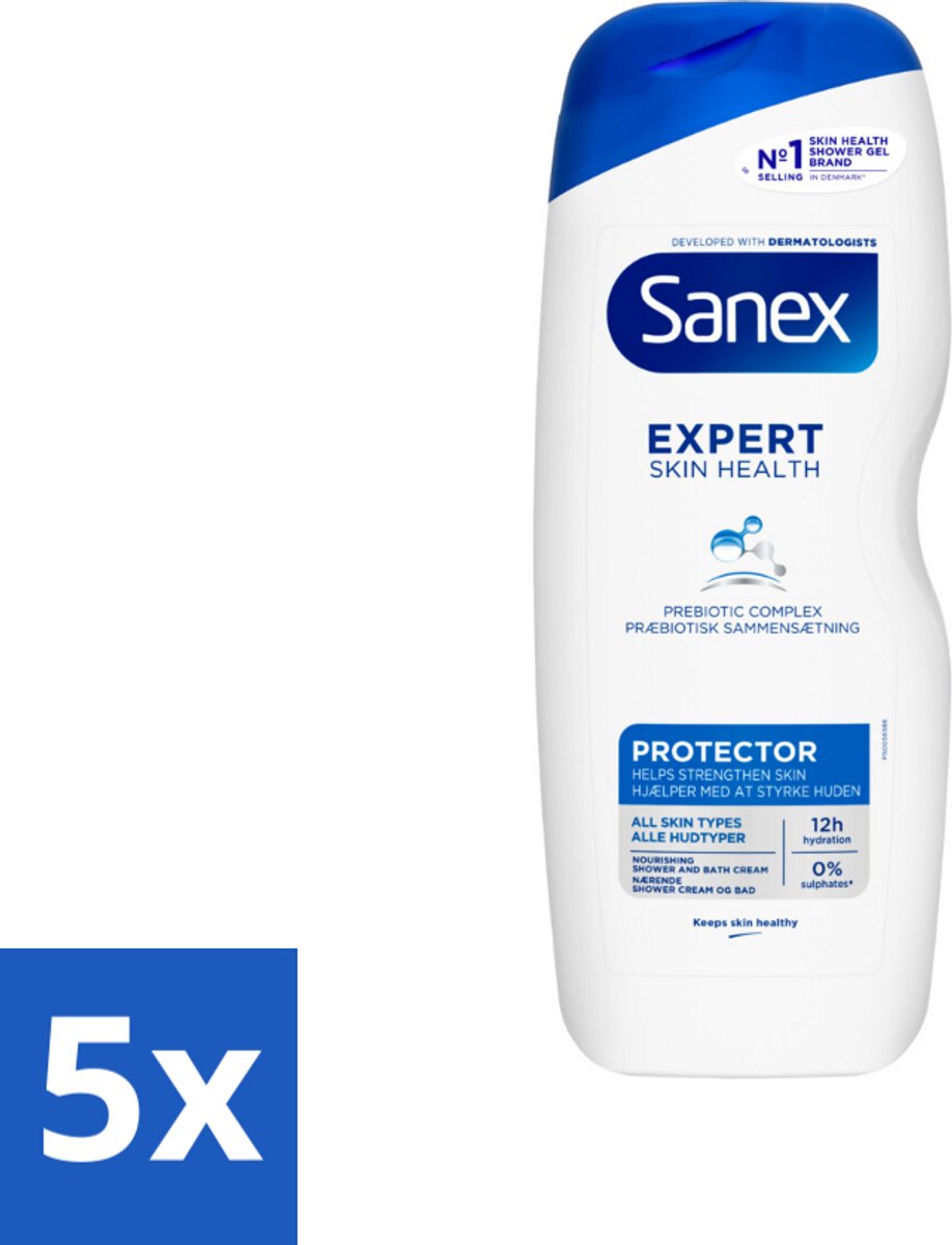 Sanex – Douchegel – Expert Skin Health Protector – 600 ml - Bulkverpakking - 5 stuks