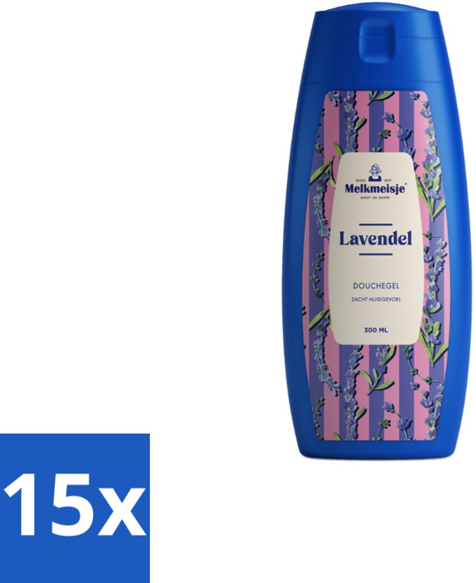Melkmeisje – Douchegel – Lavendel – Zacht Huidgevoel – 300 ml - Bulkverpakking - 15 stuks