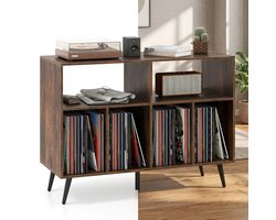 Platenspelermeubel - LP-kast - Platenspelerkast - Draaitafelstandaard - Platenspelerstandaard - Vintage Displayplank - Rustiek Bruin