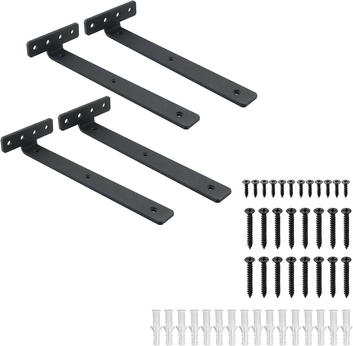 Mooche Plankhouder, metalen hoek, wandmontage, plankhoek, zwart, 25 cm - ShopVlot
