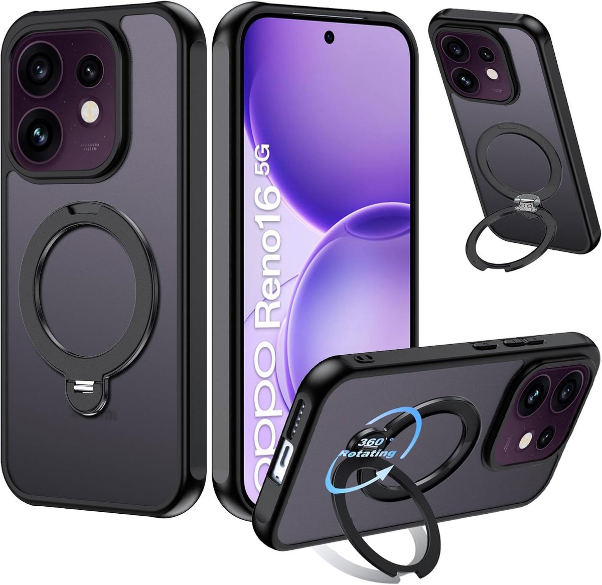 Zandarix Hoesje Geschikt voor Oppo Reno 16 / 16 Pro - Geschikt Mag - Militaire Bescherming - Krasbestendig - Matte - Back Cover Hoesje - Zwart
