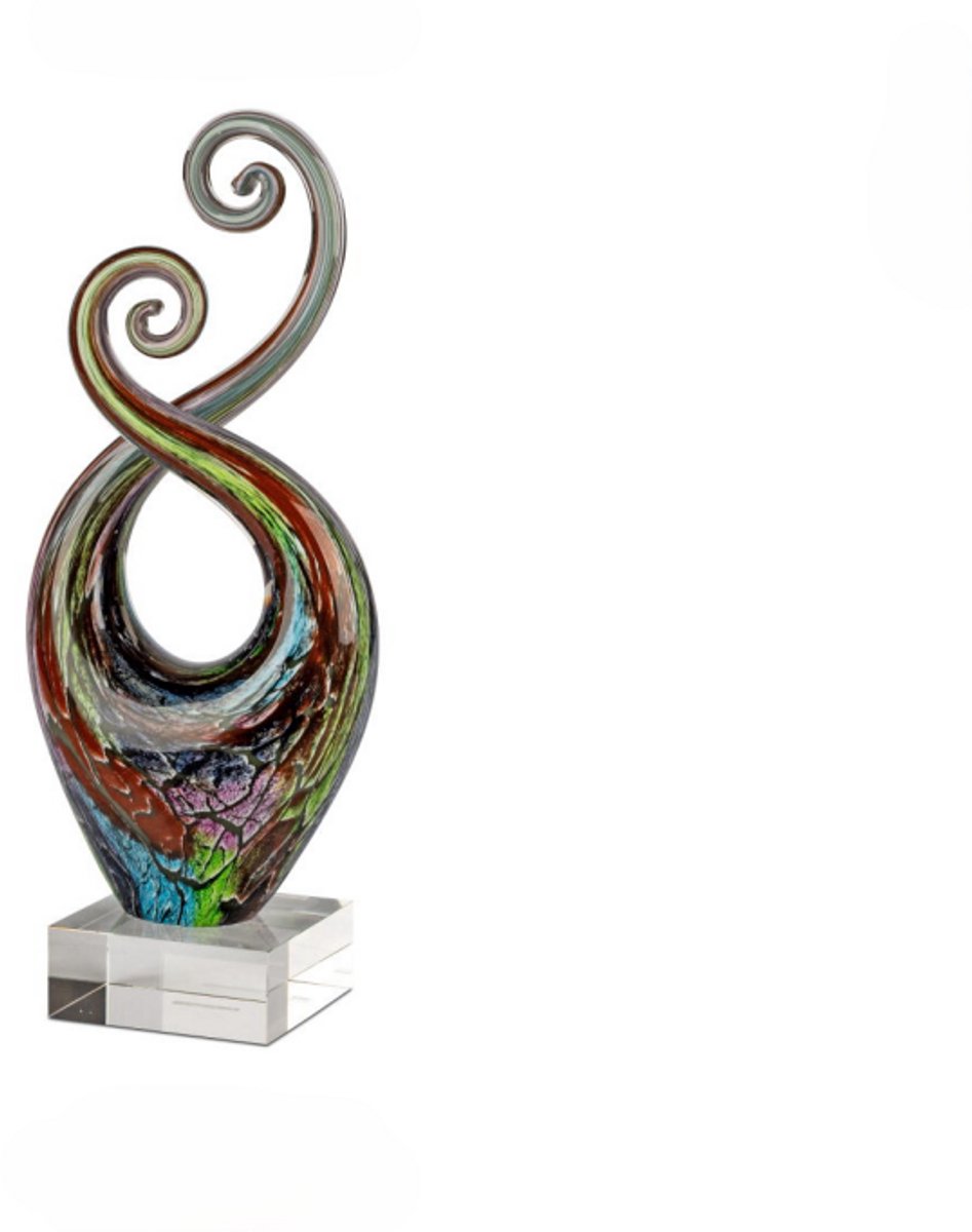 Glas decoratie object MMDeco glas multicolor sierlijk tafereel
