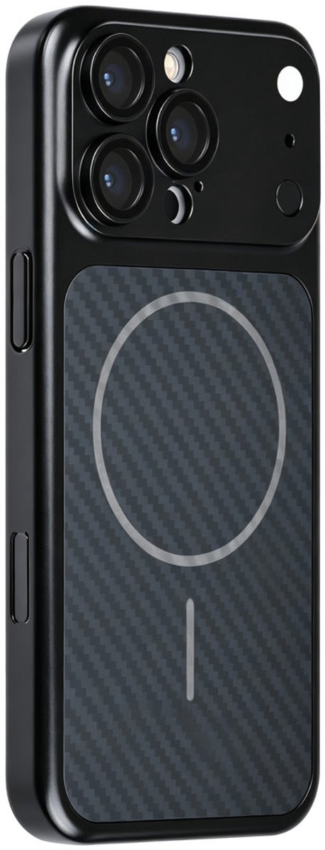 TUNIQ telefoonhoesje voor Apple iPhone 16 Pro Max - MagSafe with fiber pattern PC - Zwart