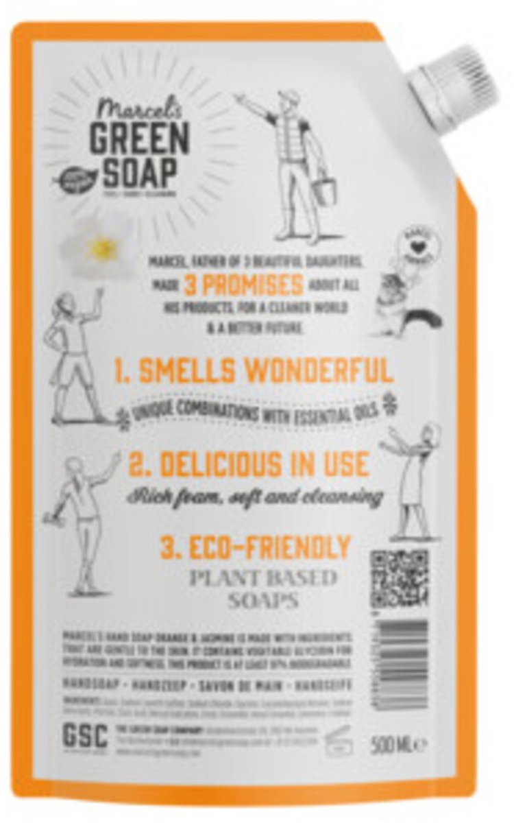 Marcel's Green Soap Handzeep Navulling Voordeelbox Sinaasappel & Jasmijn - 6 x 500 ml