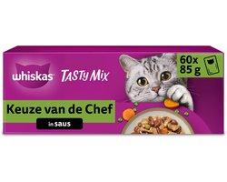 Whiskas Kattenvoer - Adult 1+ - Tasty Mix Keuze Chef in Saus - 60x85g
