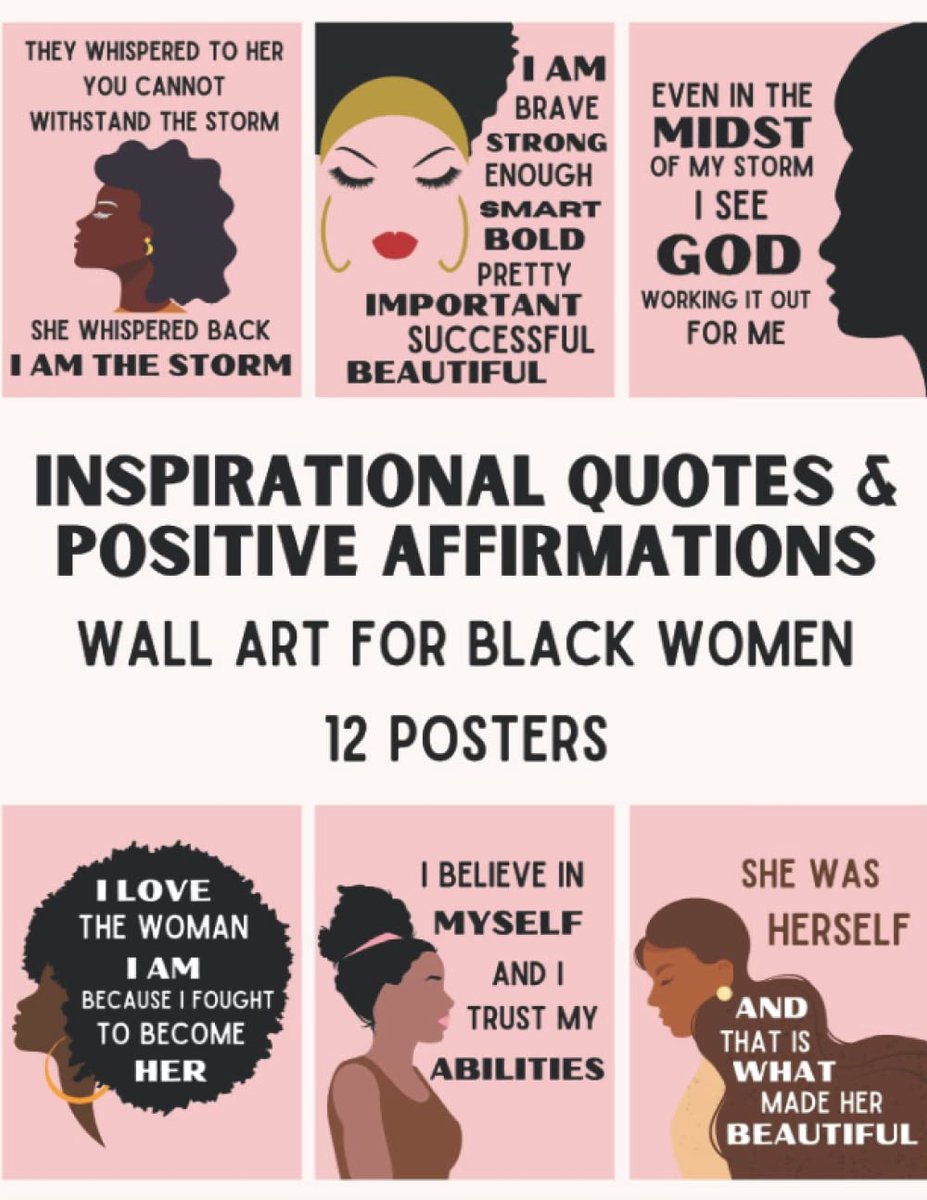 Inspirational Quotes and Positive Affirmations Wall Art For Black Women: 12 Posters Wall Decor With Motivational - ShopVlot
