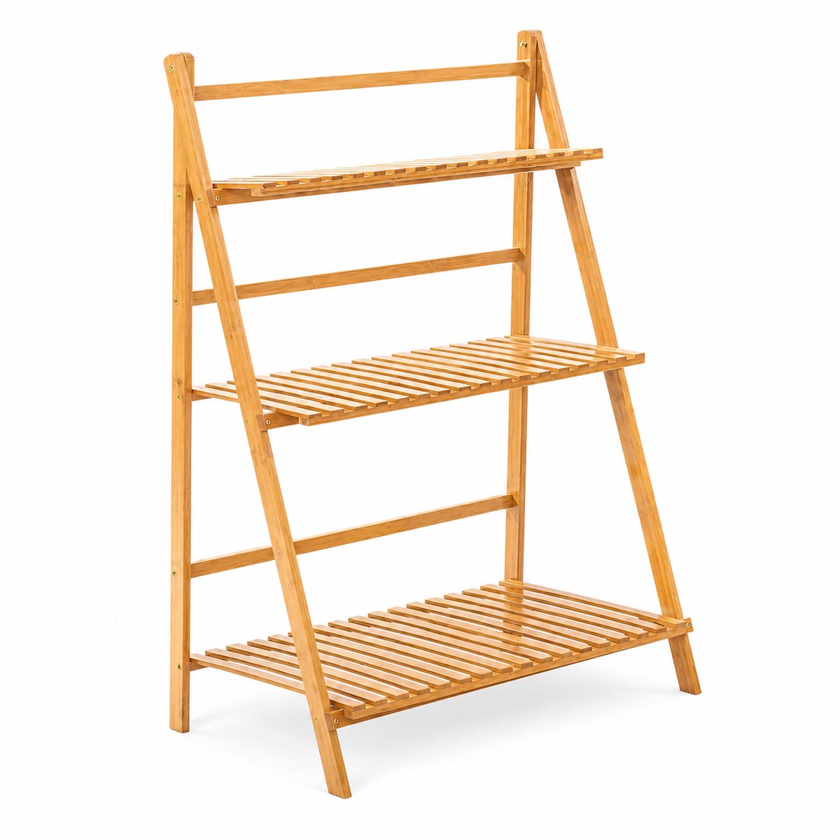 Sellino Plantenstandaard - Bamboe - 3 Niveaus - Voor Binnen en Buiten - Stevige constructie tot 42 Kg - Naturel - 70 x 38 x 97cm