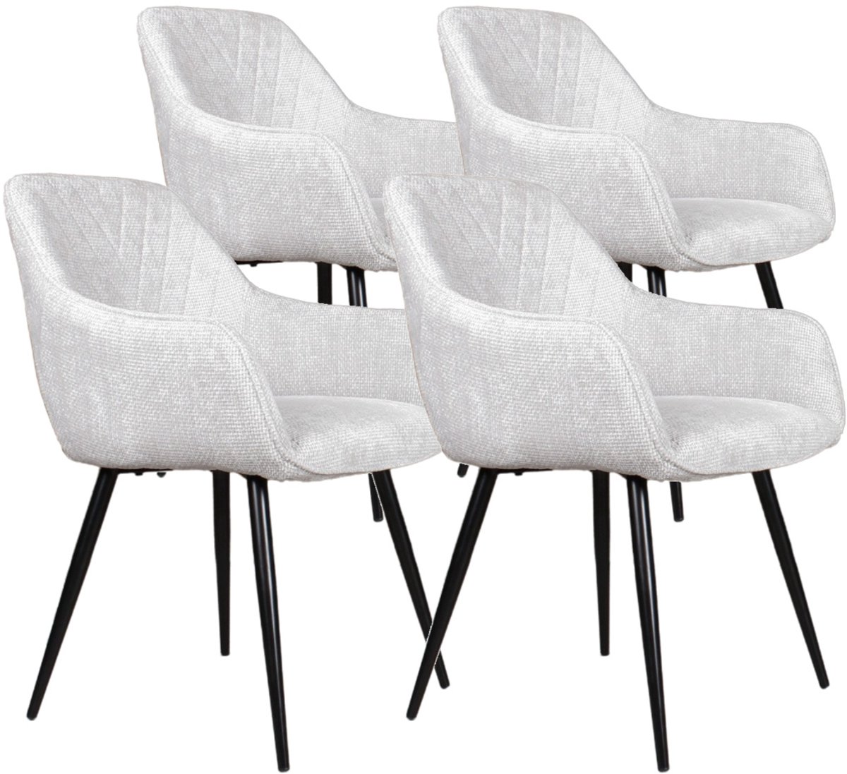 DS4U® - Flavio armstoel - Set van 4 - Lichtgrijs - Stof