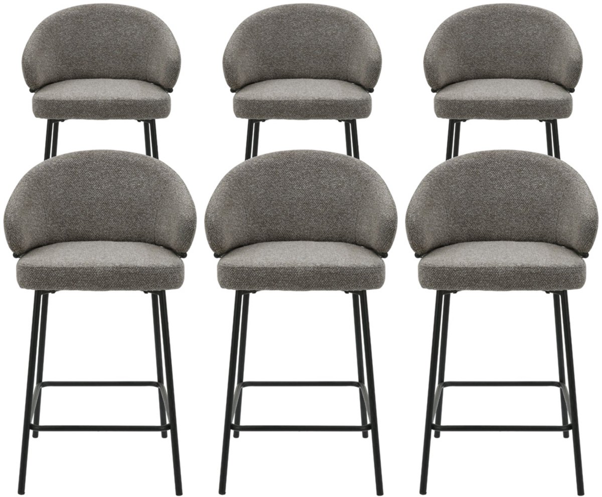DS4U® - Sofia barkruk 65 cm - Set van 6 - Taupe met zwarte poot - Stof