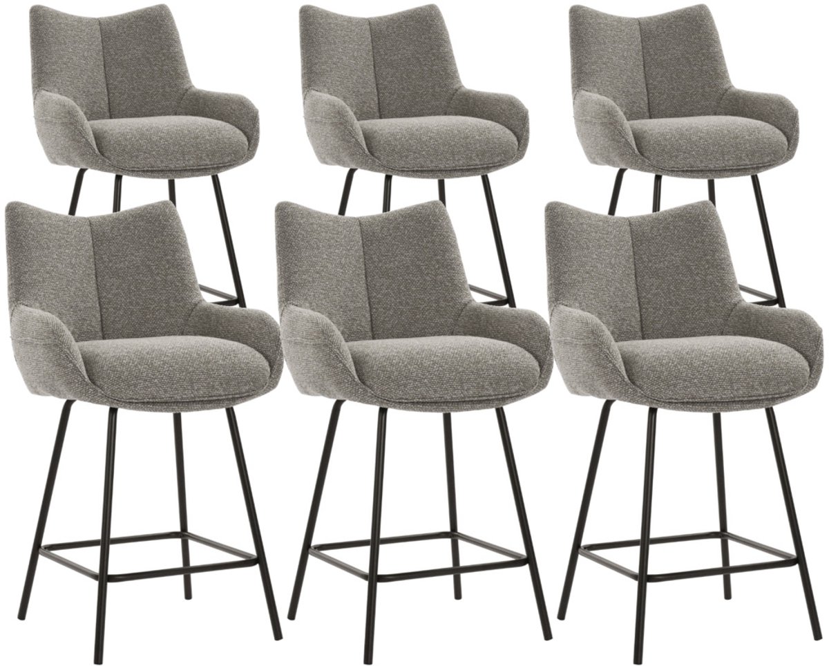 DS4U® - Ivan barkruk 65 cm - Set van 6 - Taupe - Stof - Met armleuning