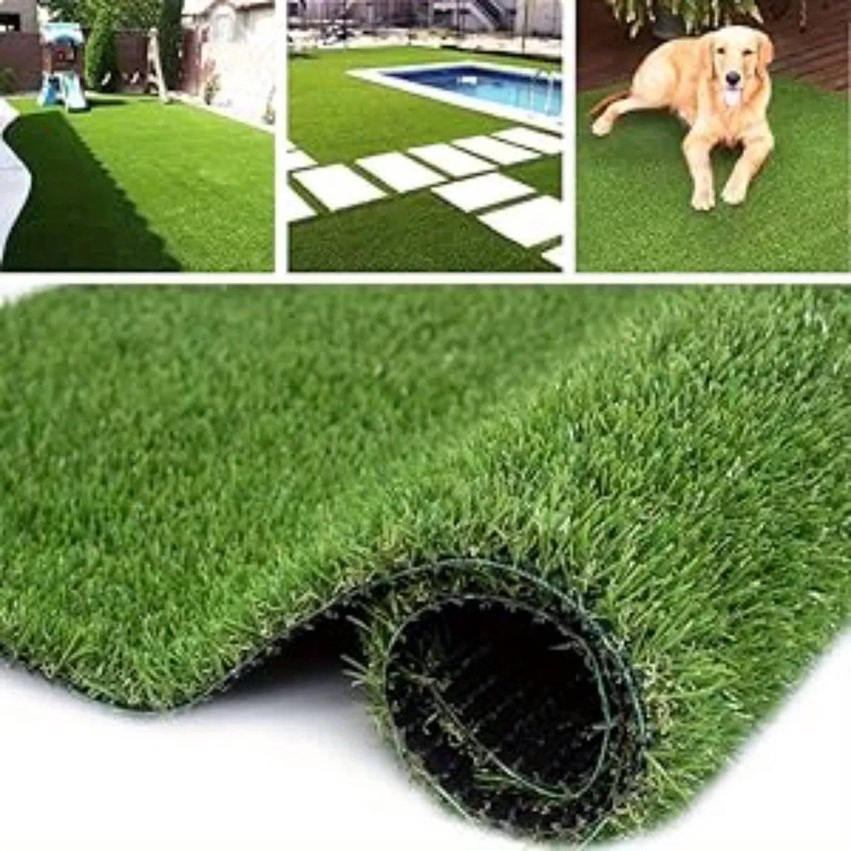 ROLIPO Kunstgras 1 x 10 m – Poolhoogte 20 mm – Realistisch 4-Kleuren Grastapijt met Waterdoorlatende Rug – Voor Tuin, Balkon en Terras