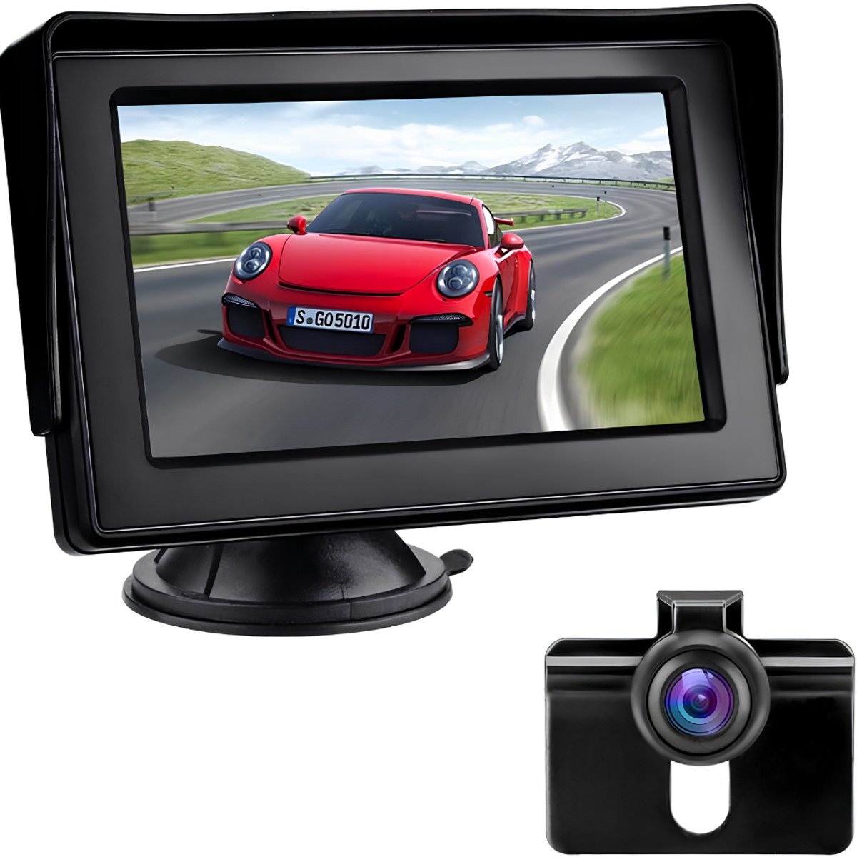 KIRA® Bodycam - Achteruitrijcamera Kit met 4,3" LCD Monitor - Waterdicht- Achteruitrijcamera - Body Camera - Nachtzichtfunctie - Zwart - 13cm x 3cm x 8cm