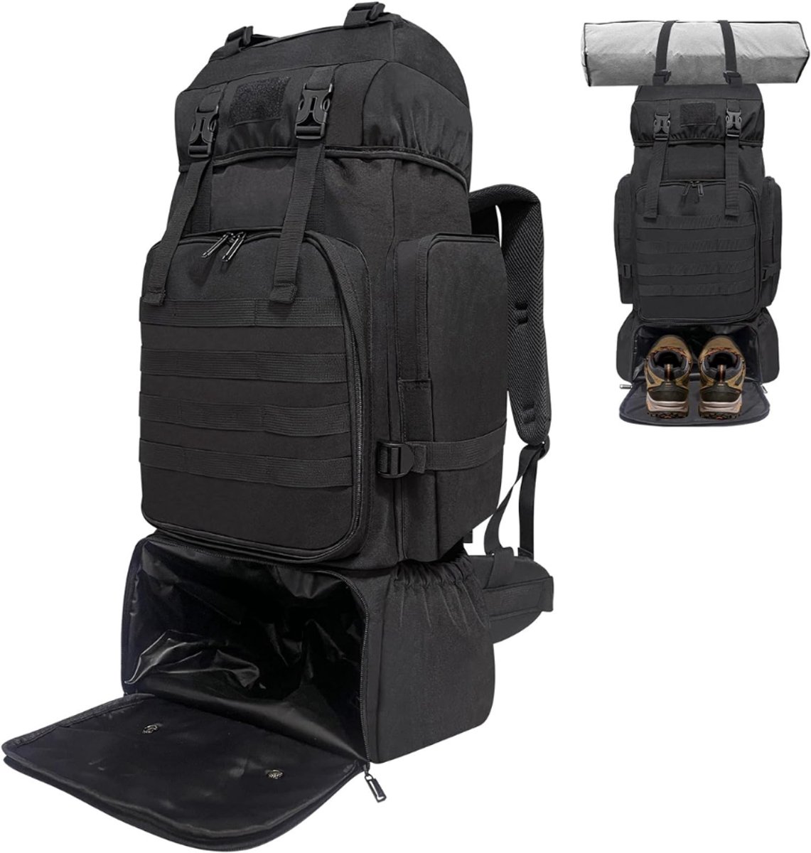 ZRNS® Tactical Backpack - Wandelrugzak - Militaire Rugtas - 80 L - Zwart