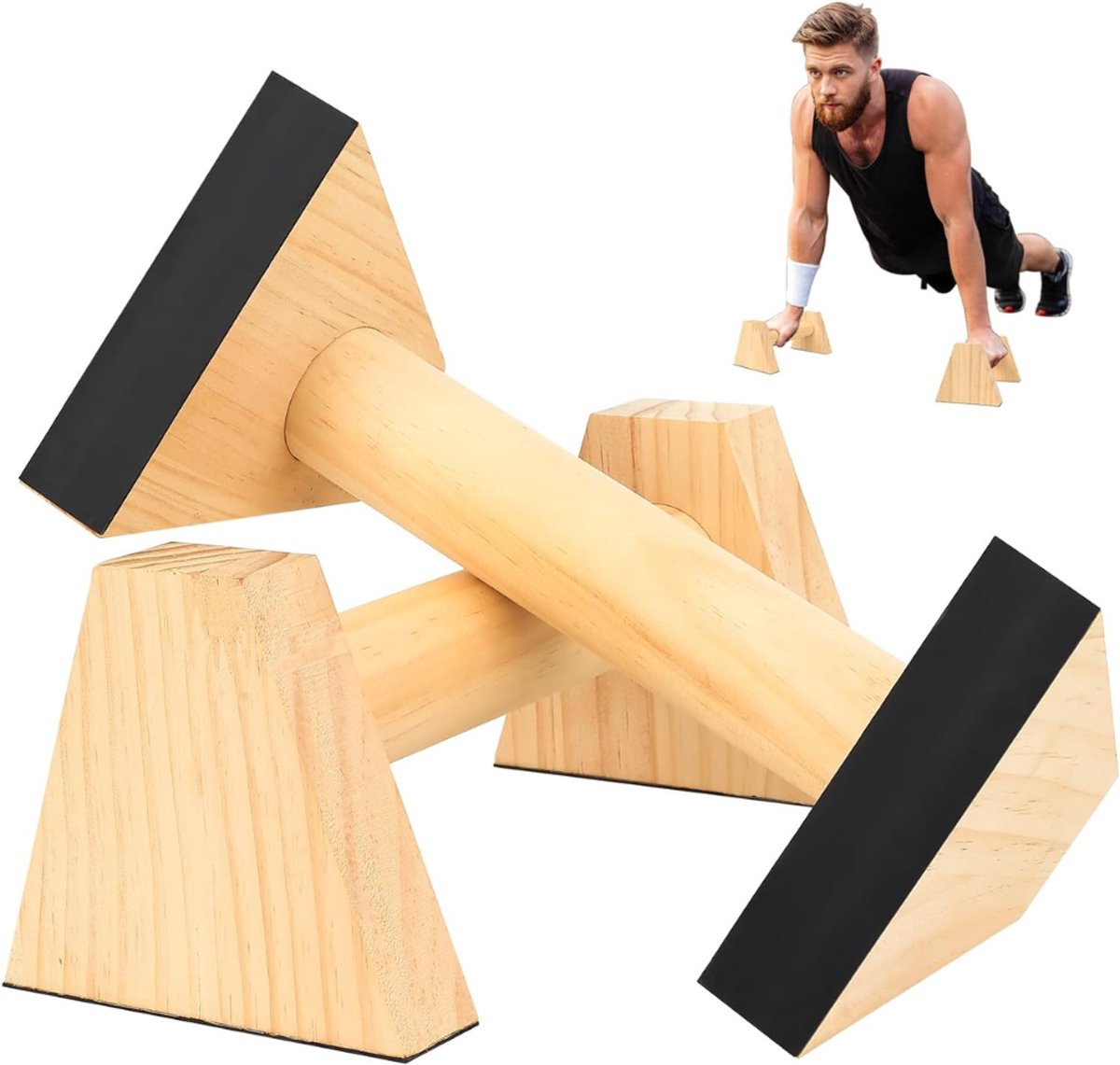 ZRNS® Parallettes voor Calisthenics - Opdruksteunen - Push Up Bar - Voor Krachttraining - 2 Stuks - Hout