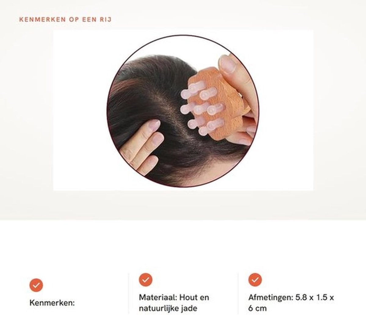 Hoofdhuidmassage Kam - Haar Massager - Natuurlijke jade - Roze - Hoofdhuidverzorging - Geschikt voor alle haartypes - 5,8 x 1,5 cm