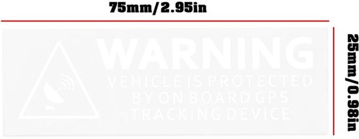 GPS Tracker Waarschuwing Sticker - 20 Stuks - Zelfklevend - Waterbestendig - Transparant - 75 x 25 mm - Beveiligingsstickers