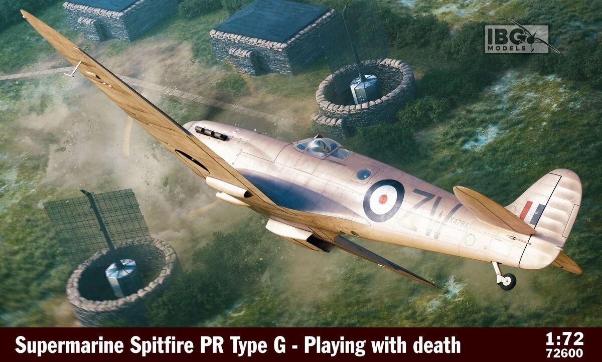 IBG Models Modelbouwpakket Vliegtuigen - 72600 Supermarine Spitfire PR Type G - Playing with Death WWII - Brits Verkenningsvliegtuig Plastic - 1:72 - Modelbouw