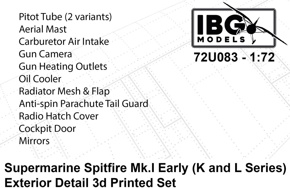 IBG Models Modelbouwpakket - 72U083 3D-geprinte K- en L-Series Exterieur Detailset voor Supermarine Spitfire Mk.I Early Resin onderdeel - 1:72 - Modelbouw