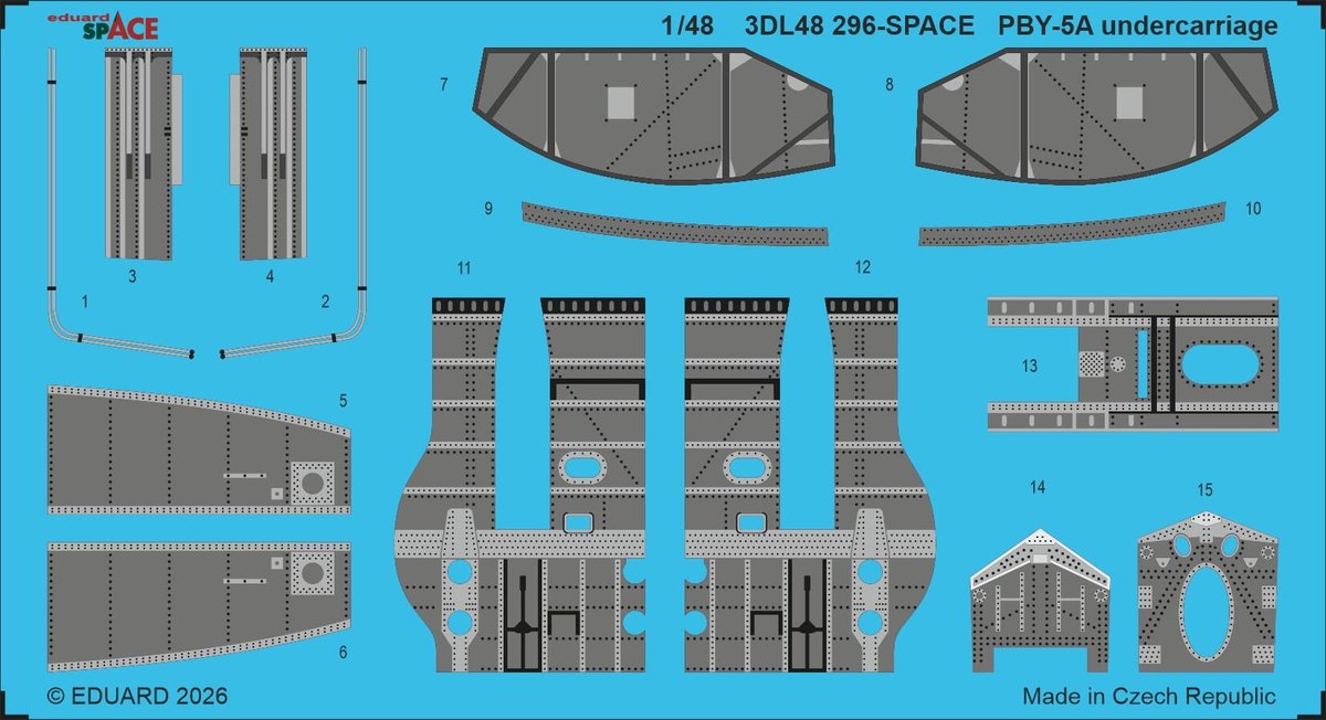 Eduard Modelbouwdecoratie - 3DL48296 Sp - Onderstel voor Consolidated PBY-5A Catalina Photo-etch