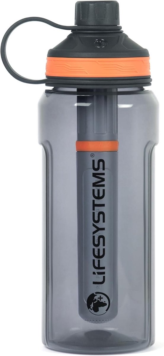 Waterfilter survival - Transparant - 1 Liter - Tritan Waterfles met Innovatief Filtersysteem - Voor Reizen en Dagelijks Gebruik