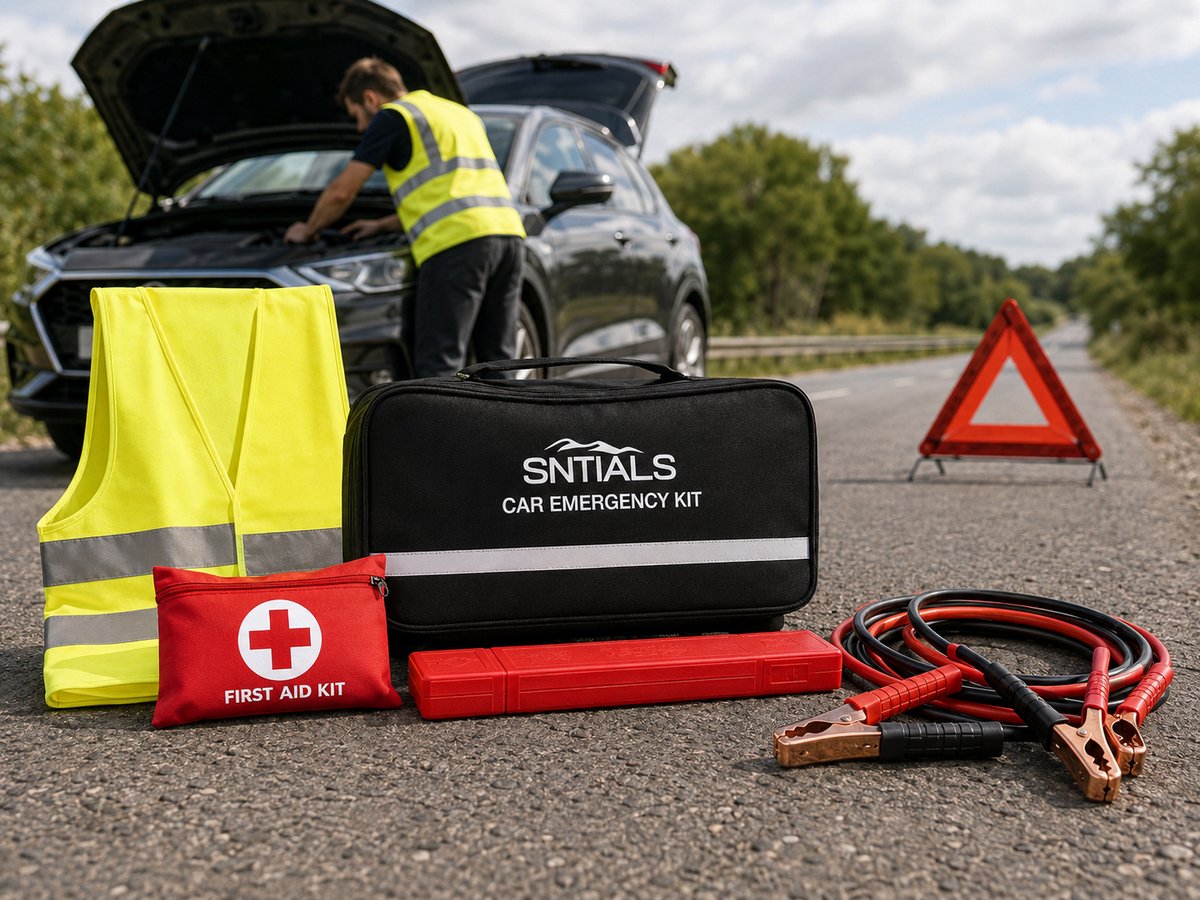 SNTIALS - Nood Kit- Noodpakket - Auto kit - Problemen Auto - Compleet - Betrouwbaar - Startkabel/Gevaren Driehoek/ Hesje - EHBO – foto 2