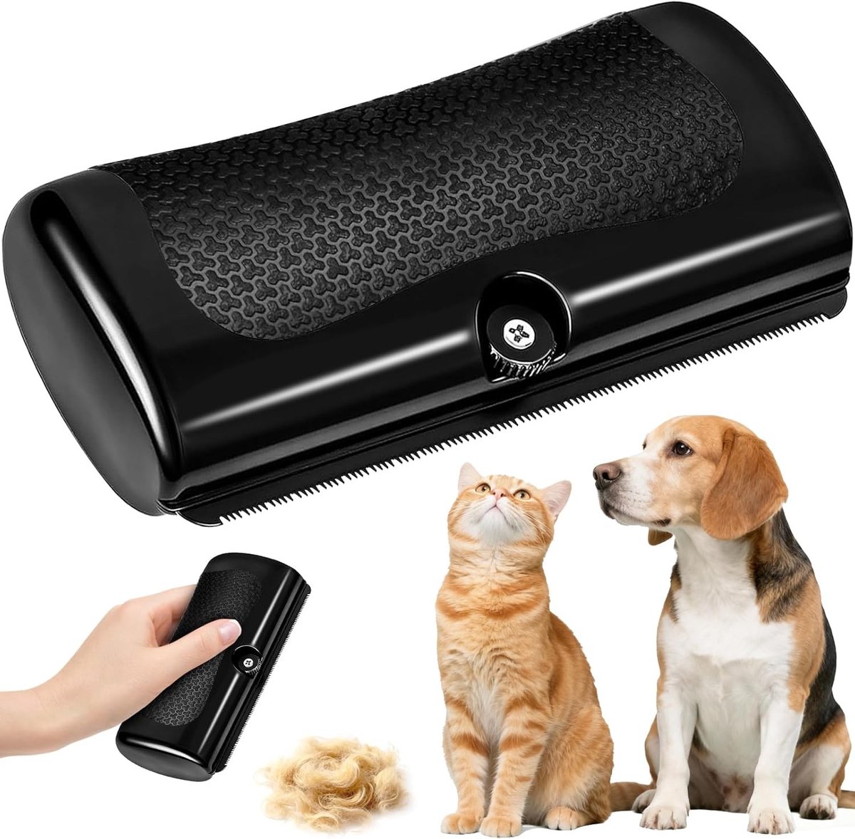 Zachte stoomborstel voor katten - Zwart - Kunststof en roestvrijstaal - Voor katten en honden