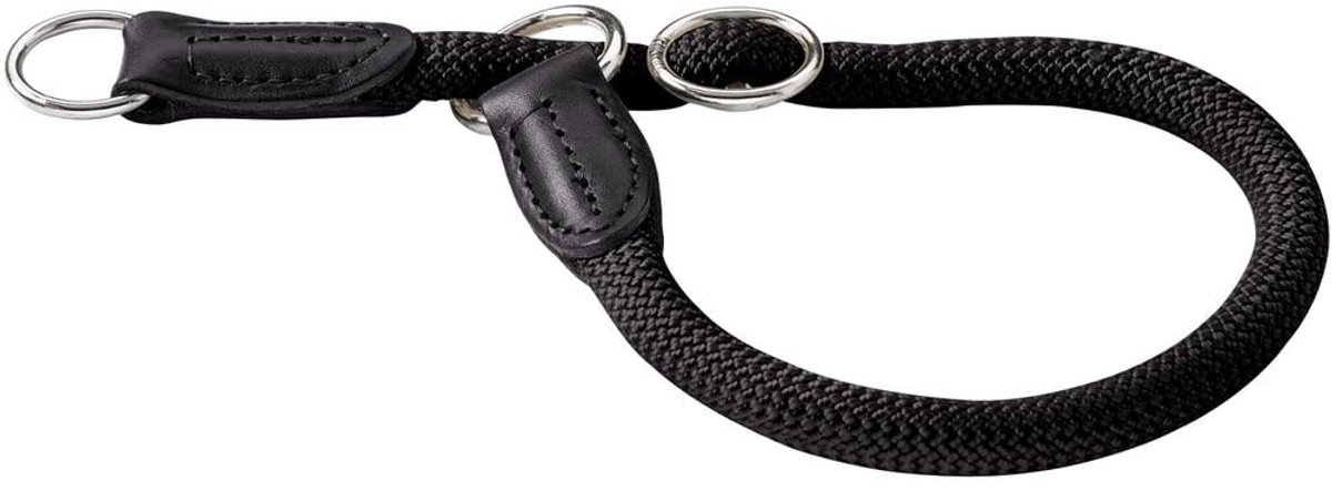 Famanu – Dressuurhalsband van stevig touw met polyamide kern, zacht en robuust, weerbestendig, ideaal voor training en dagelijks gebruik, maat M-L, zwart