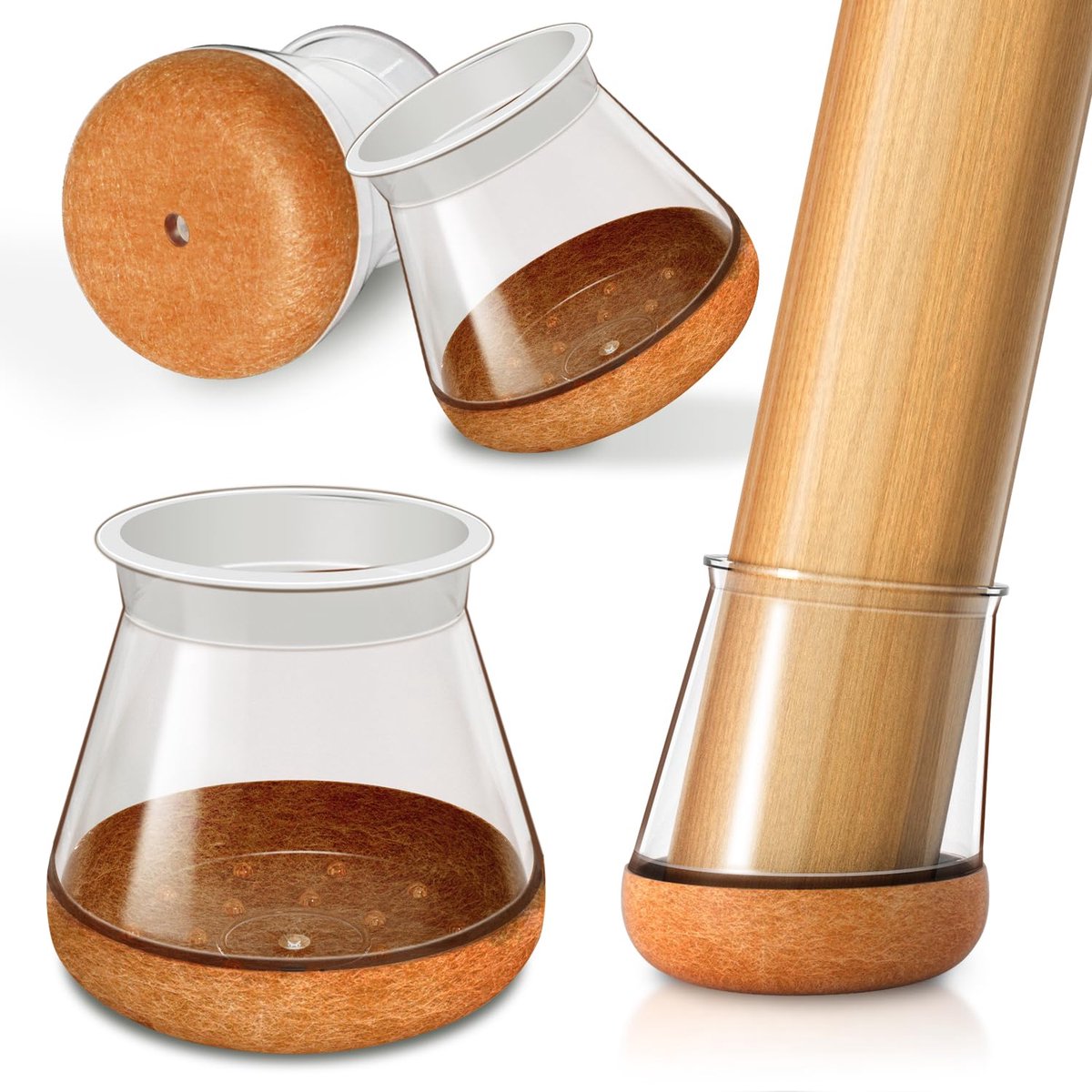 Famanu – Transparante stoelpootdoppen set van 24 stuks, kleine ronde doppen voor stoelpootbescherming (14-18 mm