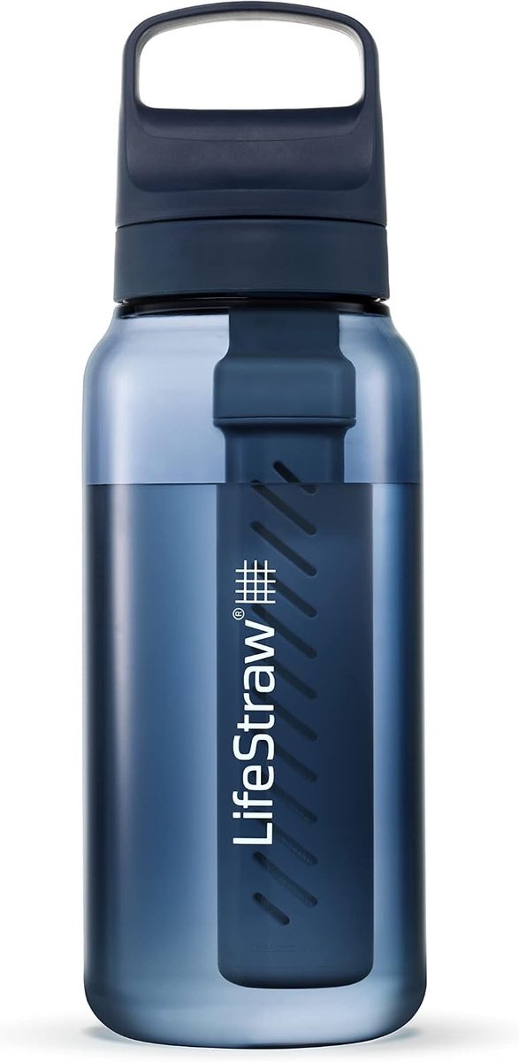 Waterfilter survival - Egeïsche Zee - 1 liter - BPA-vrije waterfilterfles met microfilter en koolstoffilter - Voor reizen en dagelijks gebruik