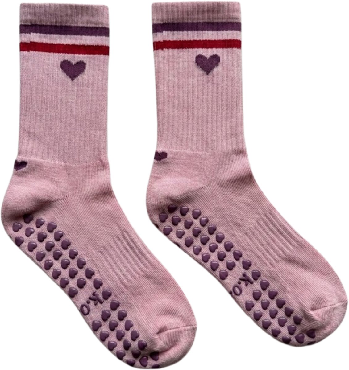 KORRHAUS Mauve Stripes Pilates Gripsokken