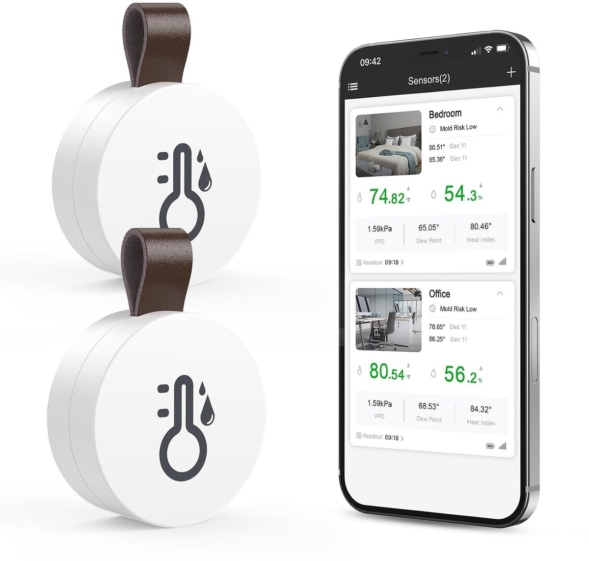 Wifi-thermometer - Wit - 1,38 inch - Mini Bluetooth Temperatuur- en Vochtigheidsmeter - Voor Huis en Babykamer