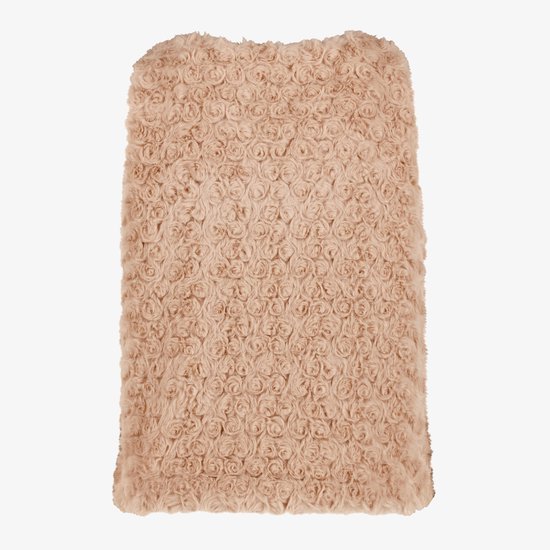 Lichtbruin meisjes gilet van TwoDay met een all-over rozenpatroon van imitatiebont.