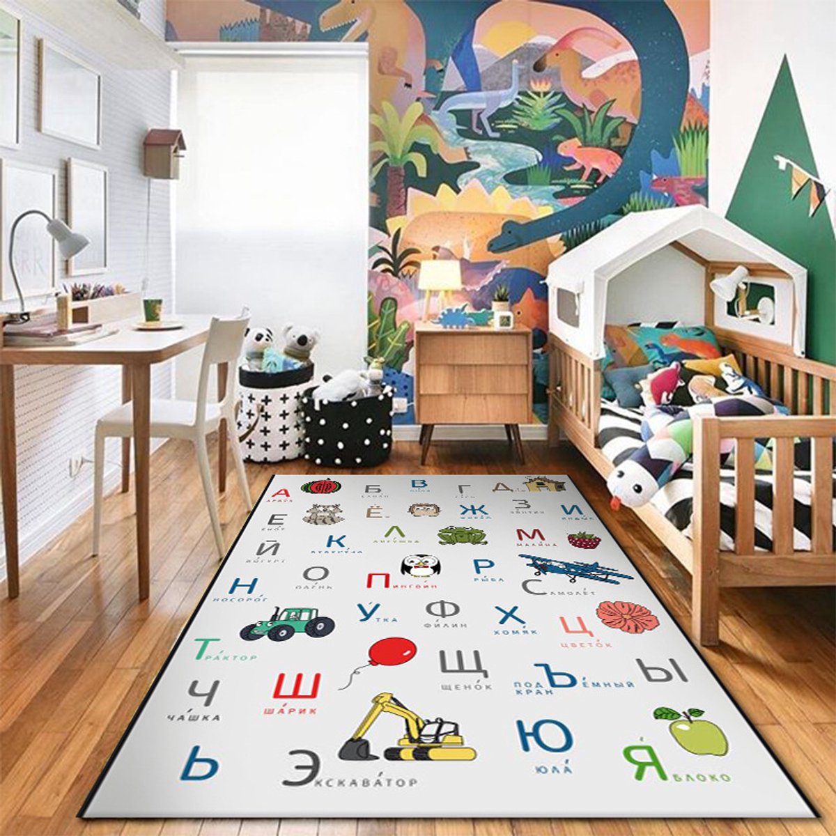 Autospeelmat - Wegtapijt Kinderen - Spelen met Auto's - Antislip Onderkant - 100*120cmletters en cijfers