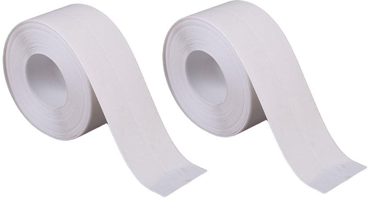2 stuks Voegband Tape - PVC Zelfklevende Voegstrip - Waterdichte en Vochtbestendige Randbeschermingsstrip - 3,2 m - Geschikt voor Badkamer, Badkuip, Vloer- en Muurranden - Wit