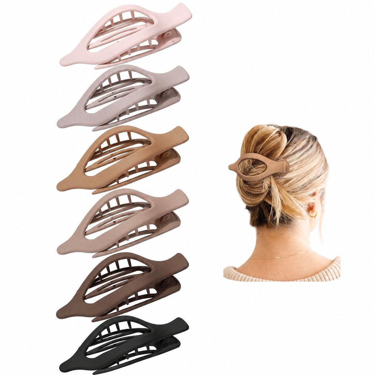 Bobypet - Haarklemmen - 6-delige set platte klemmen en krokodillenklemmen - antislip grip voor dun en dik haar